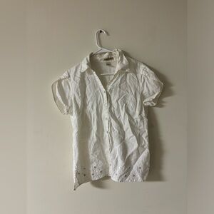 Ecologie White 100% Linen Short Sleeve Button Down Top Size L